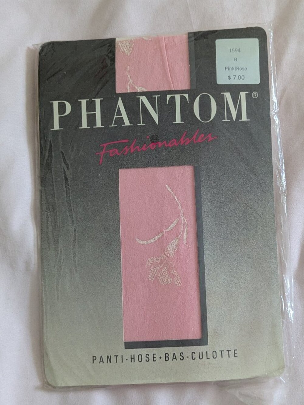 Phantom Vintage Floral Pattern Pantyhose Size B Pink